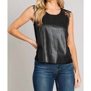NEW CERULE sleeveless vegan leather tank top in black